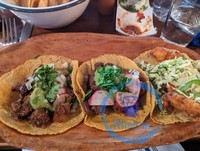 Lengua and Pescado Tacos